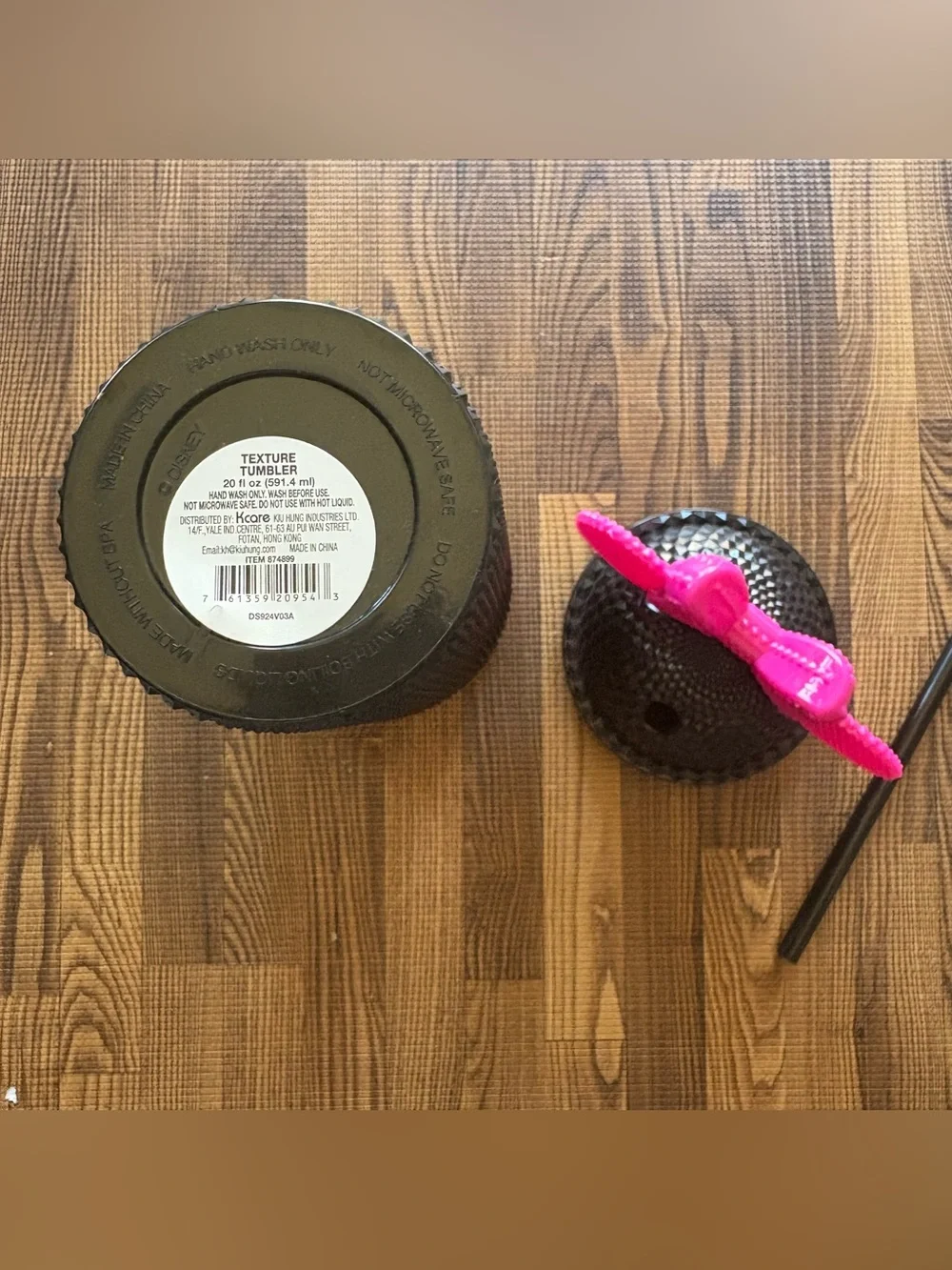 NWT Disney Black Studded Tumbler with Pink Bow Lid